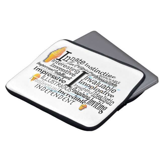 Word Cloud （頭文字Iから始まる） ラップトップスリーブ (正面上部)