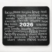 Word Cloud 2026オンブラック石板ロック マウスパッド (正面)