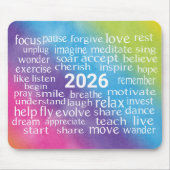 Word Cloud 2026オンレインボー抽象芸術 マウスパッド (正面)