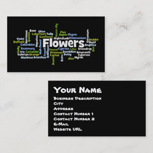 Word Cloud Flowers名刺 名刺 (正面/裏面)