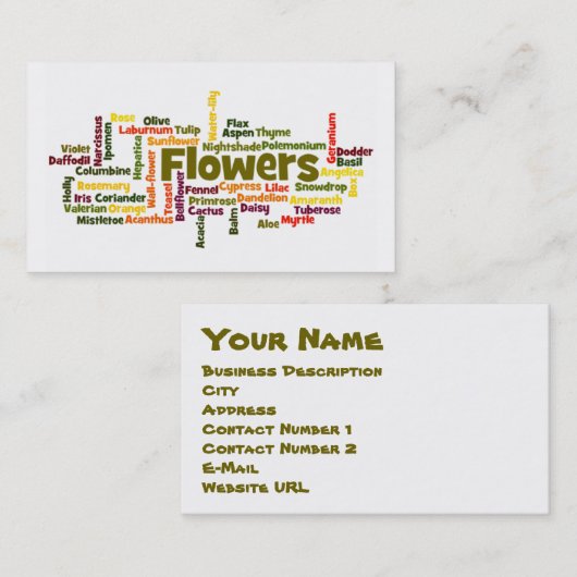 Word Cloud Flowers名刺 名刺 (正面/裏面)