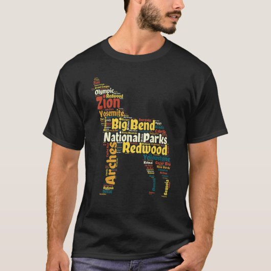 Word Cloud National Parks List - To Hike List - Ca Tシャツ (正面)