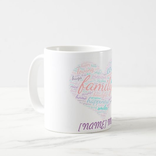 Word Cloud Your Name Mug コーヒーマグカップ (正面左)