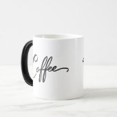 Word Coffee、黒いミニマル書道 モーフィングマグカップ (正面左)