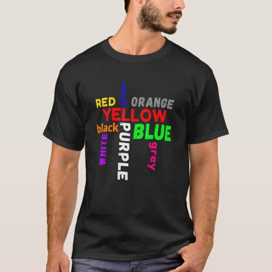 word game saying colours colourful confusion tシャツ (正面)
