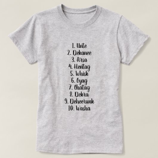 Word in Nottoway: count to 10 Tシャツ (デザイン正面)