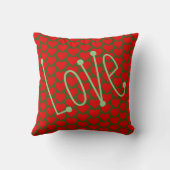 Word Loveと赤いハートの背景 クッション (裏面)