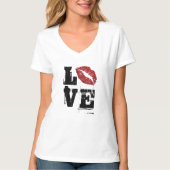 Word Love Red Lips シャツ - かわいいスローガンTシャツ (正面)