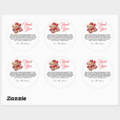 Word ofでフラットなサンキューカードにステッカーを貼感謝している ラウンドシール (シート)