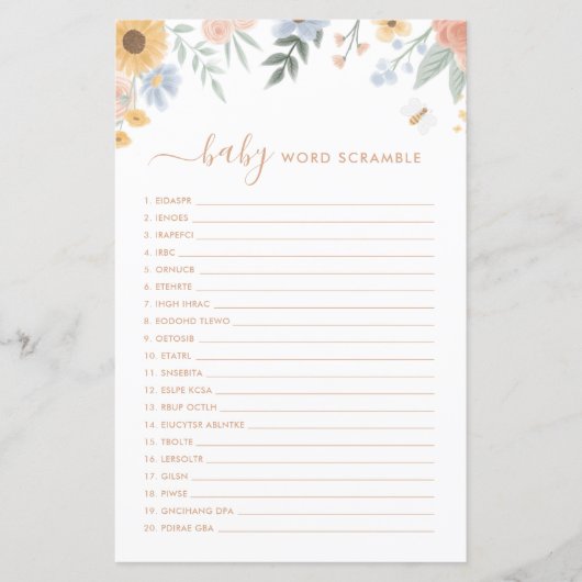 Word Scamble赤ちゃんシャワーゲーム甘い缶詰 (正面)