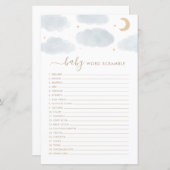 Word Scamble Baby Shower Game Over the Moon (正面/裏面)