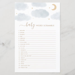 Word Scamble Baby Shower Game Over the Moon