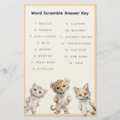Word Scramble Answer Key Whimsical Pajama Animals 便箋 (正面)
