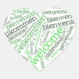 Wordcloud WELCOMEハートステッカー ハートシール