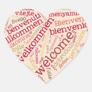 Wordcloud WELCOMEハートステッカー ハートシール