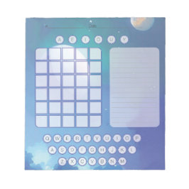 Wordleスクラッチパッドメモ帳 – 宇宙水色ブルー ノートパッド