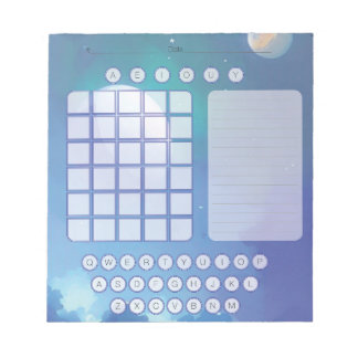 Wordleスクラッチパッドメモ帳 – 宇宙水色ブルー ノートパッド