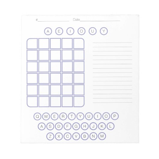 Wordleスクラッチパッドメモ帳 – 白 ノートパッド (正面)