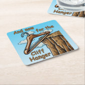 Wordplayでクリフハンガーのおもしろいよくはしゃぐ画像 スクエアペーパーコースター (アングル)