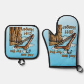 Wordplayでクリフハンガーのおもしろいよくはしゃぐ画像 鍋つかみ&鍋敷きセット (正面)