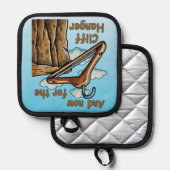 Wordplayでクリフハンガーのおもしろいよくはしゃぐ画像 鍋敷き (正面/裏面)