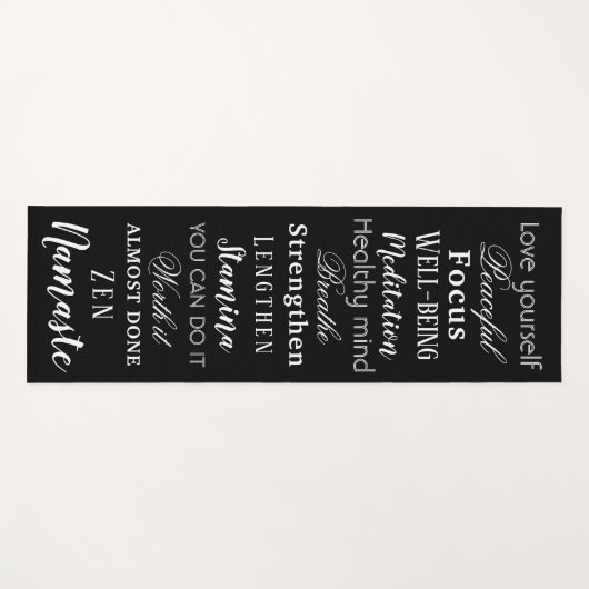 Words Black and White ヨガマット (正面(横))