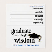 Words of Wisdom Advice Card For Graduation 名刺 (外部フラット)