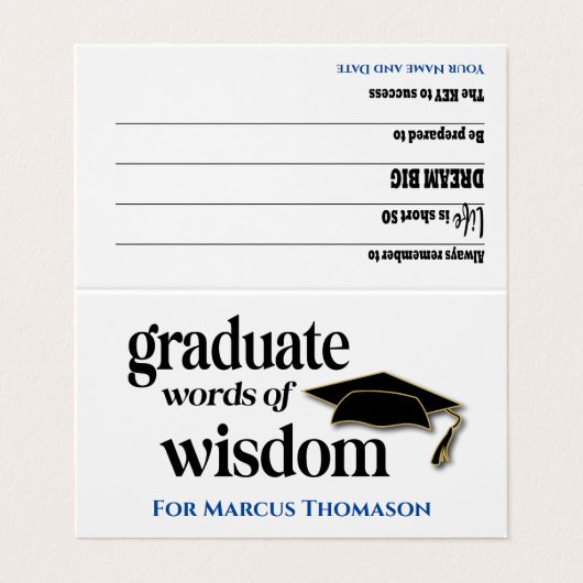 Words of Wisdom Advice Card For Graduation 名刺 (外部フラット)