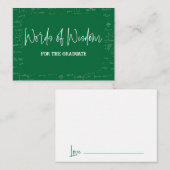 Words of Wisdom Green Math Graduation Advice エンクロージャーカード (正面/裏面)