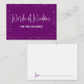 Words of Wisdom Purple Math Graduation Advise エンクロージャーカード (正面/裏面)