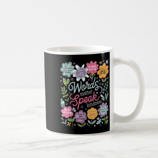 Words Speak Kindness Insrational Floral Sitive  コーヒーマグカップ (右)