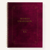 Words Unspoken Notebook – Maroon Gold Leather Look ノートブック (正面)