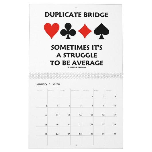 Words & Unwordsブリッジユーモアのあることわざ20XX カレンダー (1月 2026)