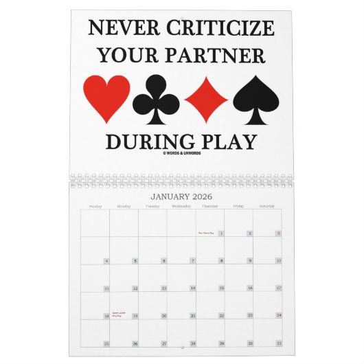 Words & Unwords Bridge Truisms Calendar カレンダー (1月 2026)