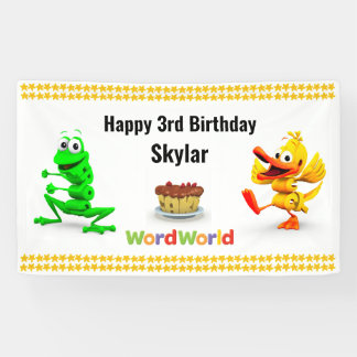 WordWorldのカスタマイズ可能な誕生日の旗 横断幕