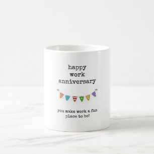 Work Anniversary、同僚、友人、ボス、Work Mag コーヒーマグカップ