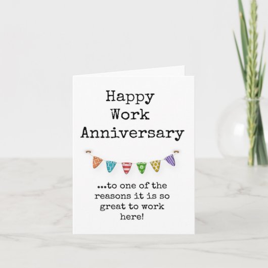 Work Anniversary Card、印刷可能な同僚、ボス カード (正面)