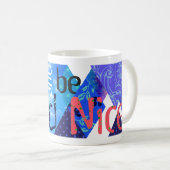 「Work&Be」の青いマグ コーヒーマグカップ (正面右)