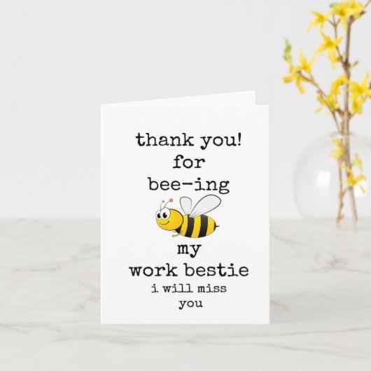 Work Bestie 離れ's, Co-worker, Cute Bee Card カード (黄色い花)