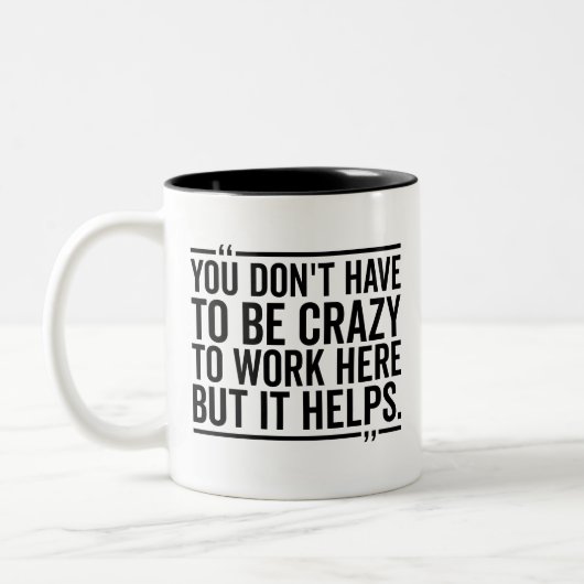 Work Cup、ここで働く必要熱狂するはない ツートーンマグカップ (左)