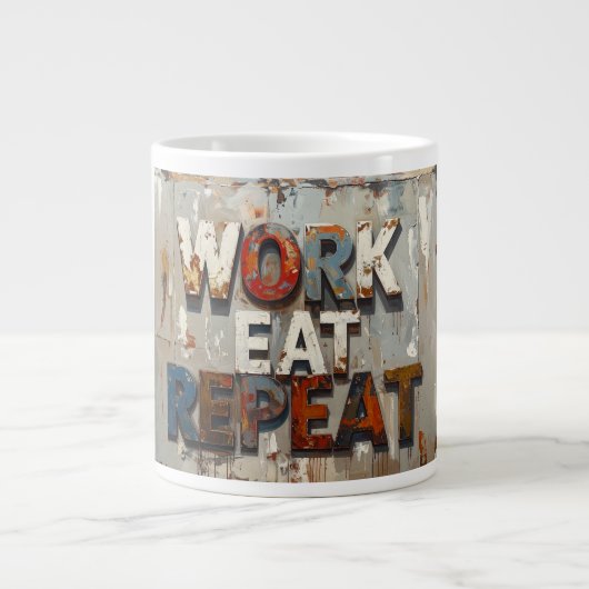 Work eat repeat ジャンボコーヒーマグカップ (正面)