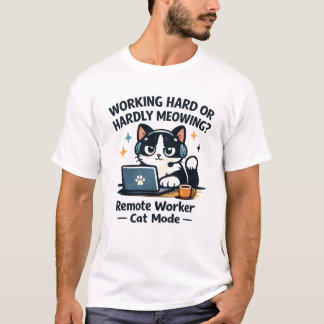 Work From Home Cat Funny Laptop Cartoon Tシャツ