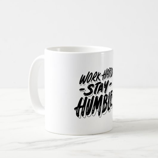 work hard and stay humble コーヒーマグカップ (正面左)