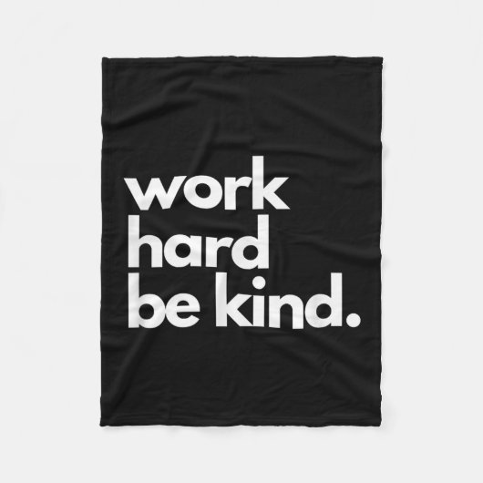Work Hard Be Kind Insrational Motivational Workout フリースブランケット (正面)
