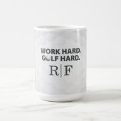 Work Hard Golf Hard Monogram Initial Retro Style コーヒーマグカップ (中央)