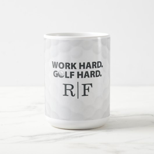 Work Hard Golf Hard Monogram Initial Retro Style コーヒーマグカップ (中央)