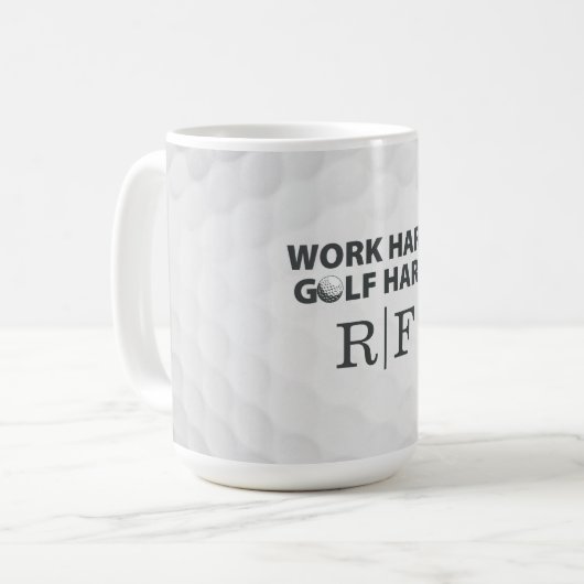 Work Hard Golf Hard Monogram Initial Retro Style コーヒーマグカップ (正面左)