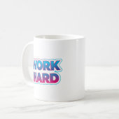 Work Hard Motivational Typography Quote コーヒーマグカップ (正面左)