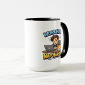 Work Hard Nap Harder Cat Funny Motivational Cartoo マグカップ (正面右)