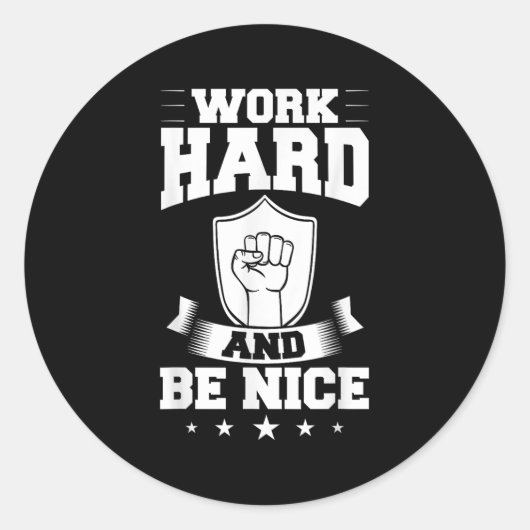 Work Hard Quotes Insration Motivational Saying ラウンドシール (正面)